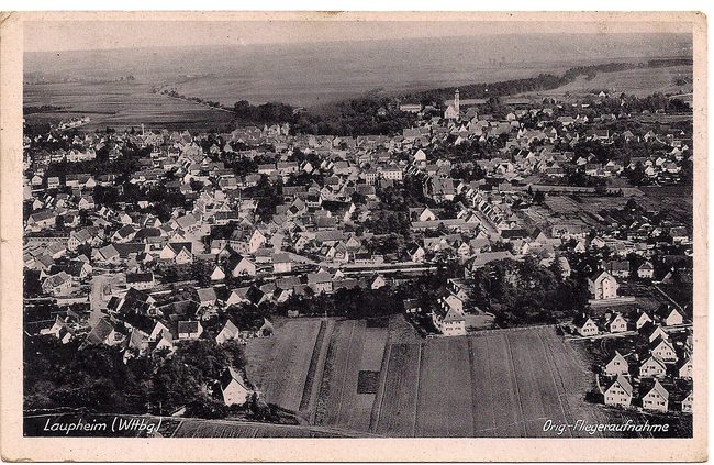 Laupheim (Wttbg), Orig.-Fliegeraufnahme – Vorderseite