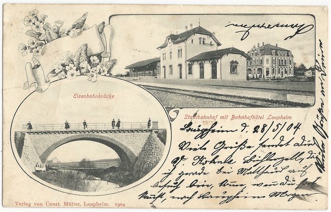 Stadtbahnhof mit Bahnhofhotel Eisenbahnbrücke – Vorderseite