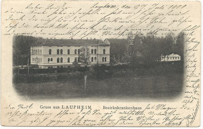 Gruss aus Laupheim Bezirkskrankenhaus – Vorderseite