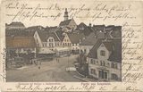 Partie aus Laupheim. Marktplatz mit Schloss u. Stadtpfarrkirche