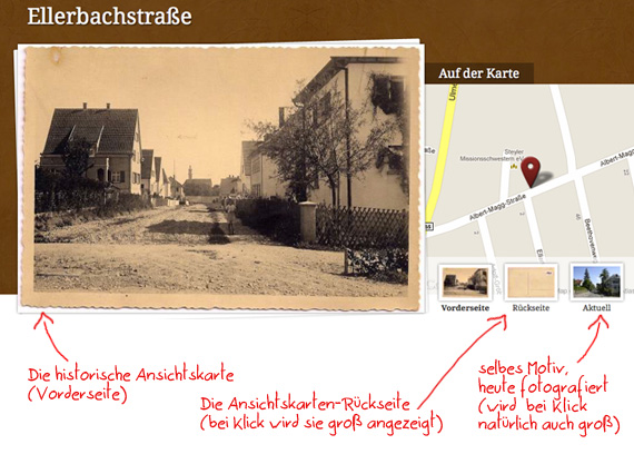 Wir haben alte Postkartenmotive nachfotografiert